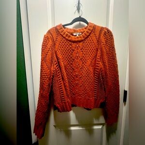 Size M Madewell Orange Crew Neck Sweater with Chunky Knit